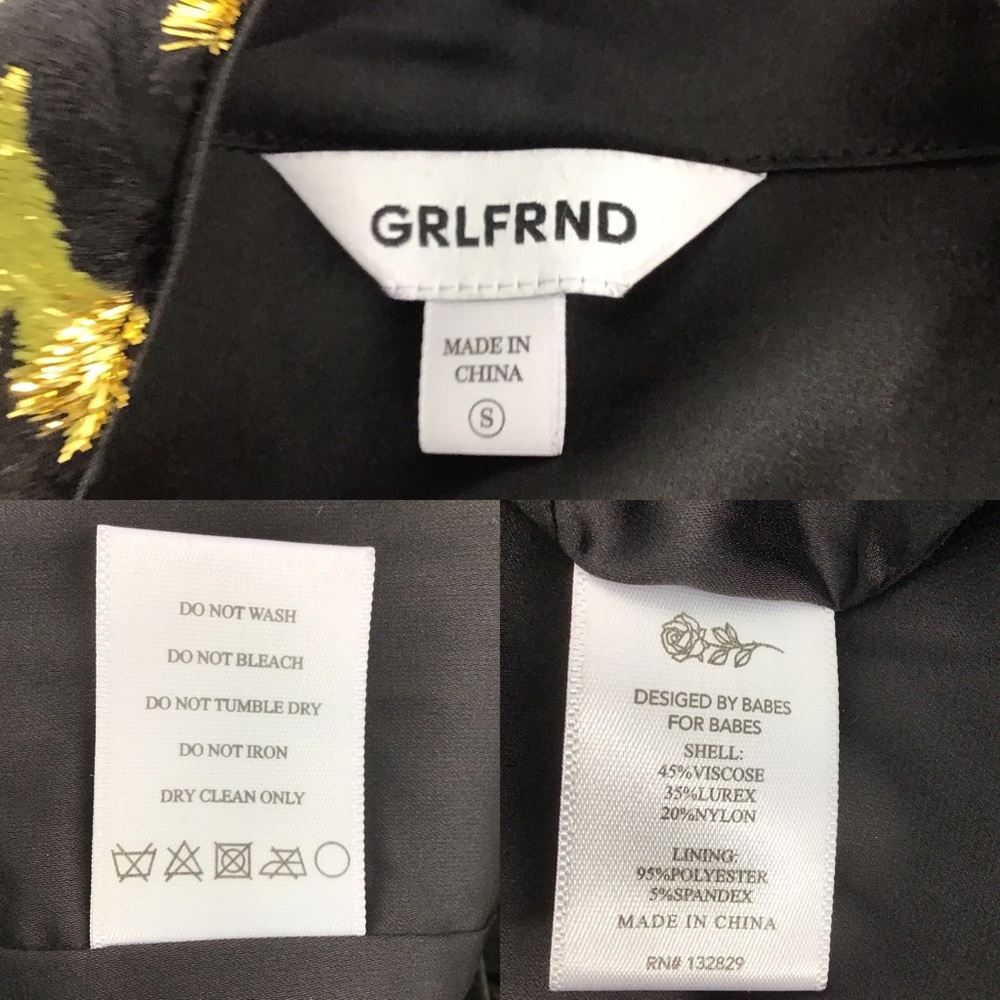 GRLFRND Janice Mini Black Gold Dress - Picture 12 of 14
